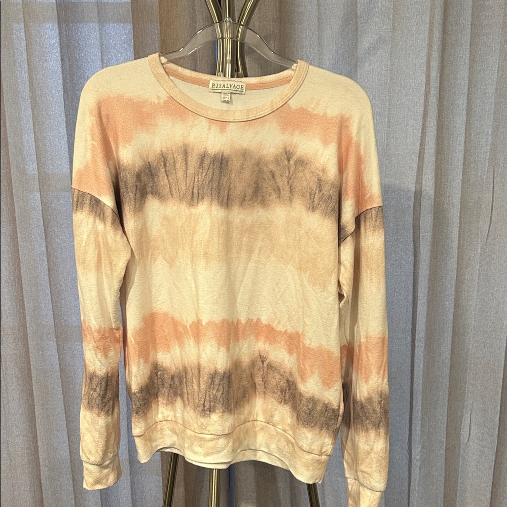 PJ Salvage Tie-Dye Lounge Top‎ - Cream and Brown